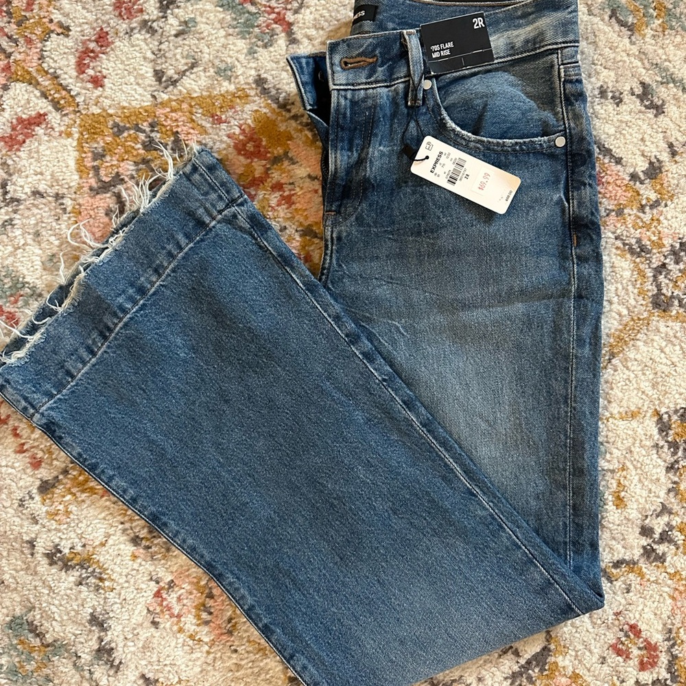 Express Women’s Boot Cut Jeans in Medium Blue Denim